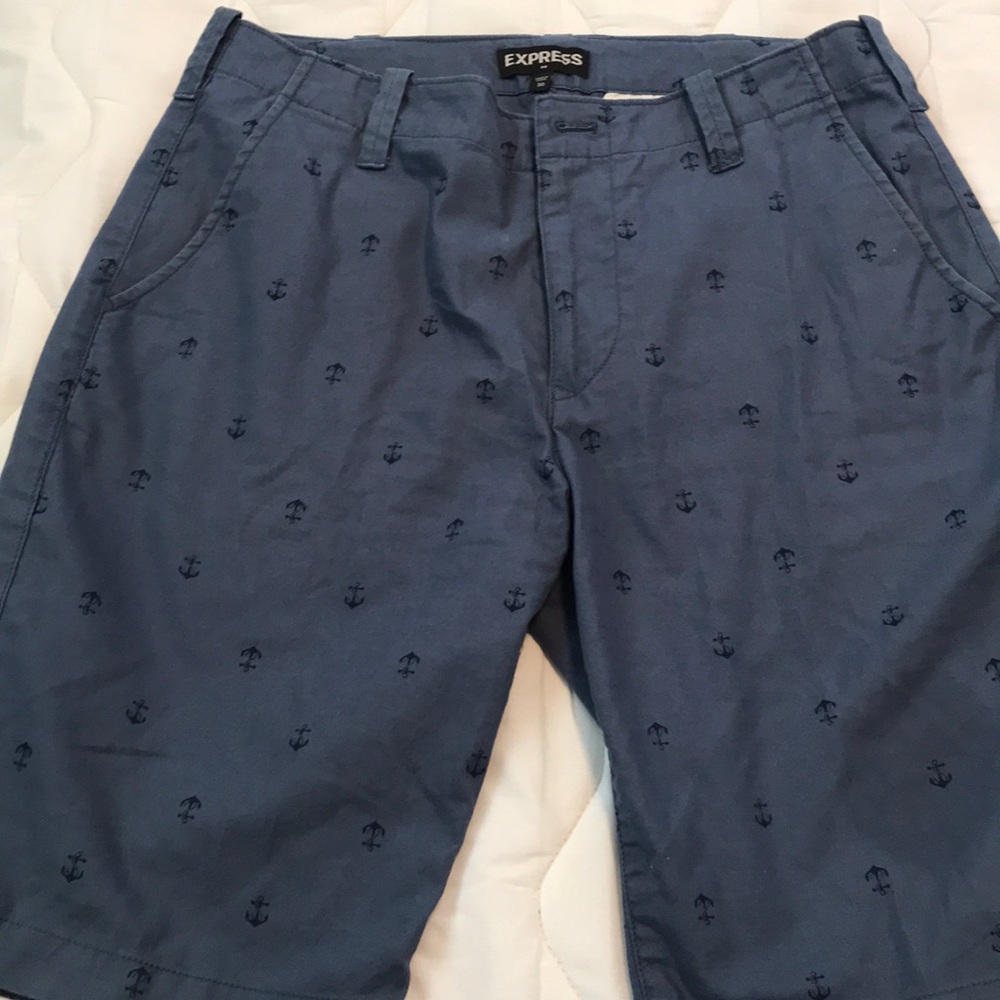 Express Size 30 Blue Anchor Print Cargo Shorts